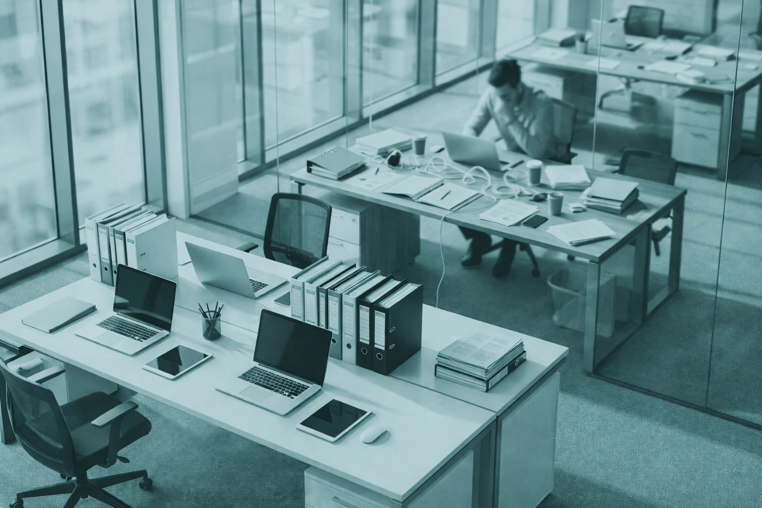 Workspace comparison highlighting organized digital documentation versus clutter, underscoring best practices.