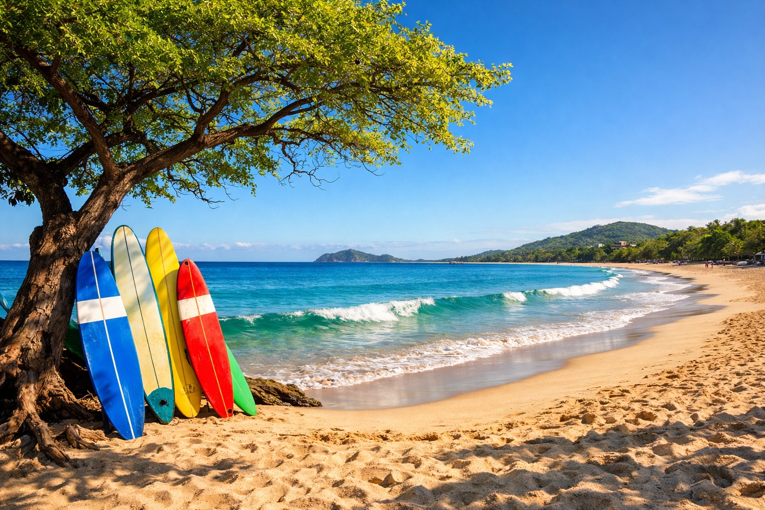 Tropical Tamarindo beach, a top destination reached by an LIR to Tamarindo shuttle.