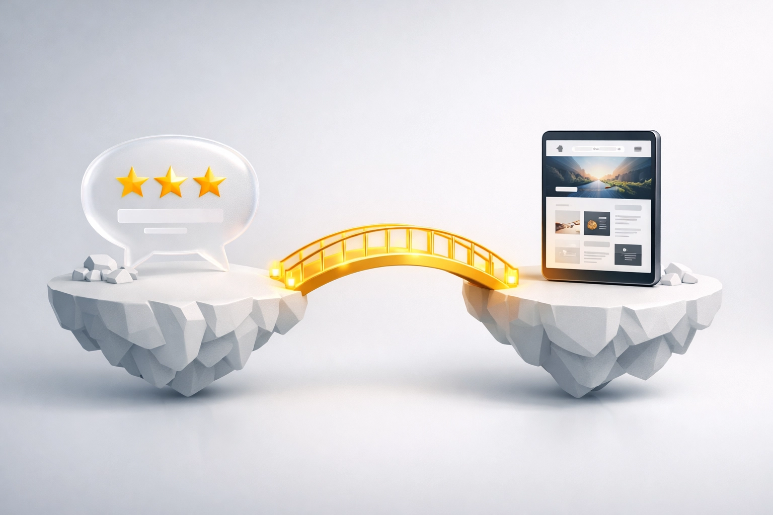 A bridge connecting customer review sentiment to custom web design for improved business conversions.