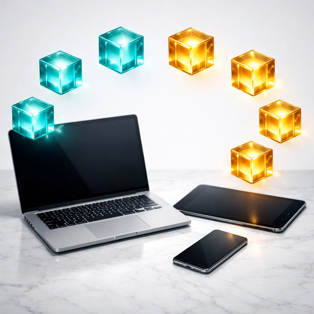 Premium laptop and digital assets showcasing the 8-in-1 bonus bundle for starting an AI-integrated online business.