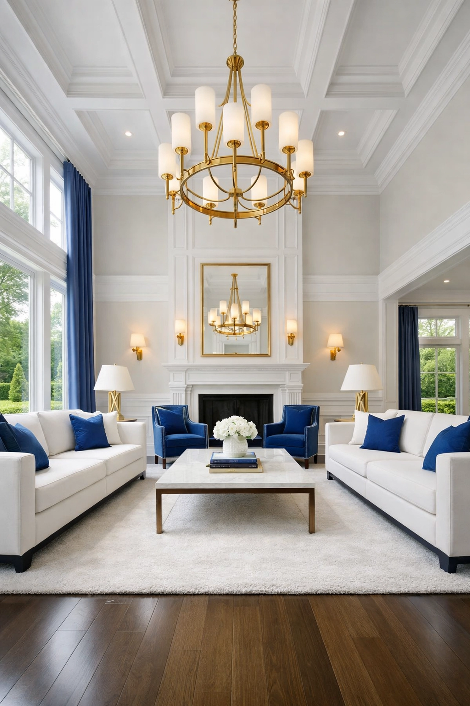 A luxury Massachusetts living room free of clutter showing the benefits of professional cleaners MA services.