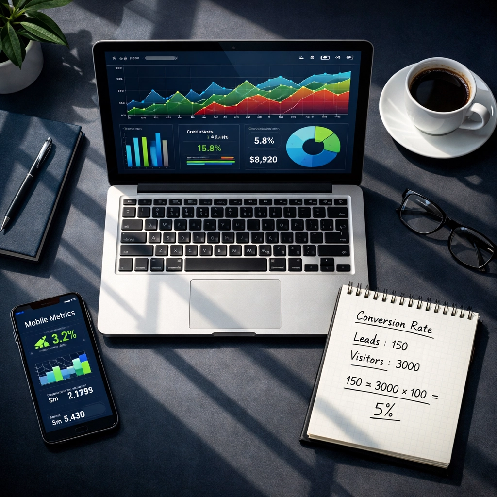 Laptop and smartphone showing real-time affiliate analytics and ROI tracking - Simon Leung