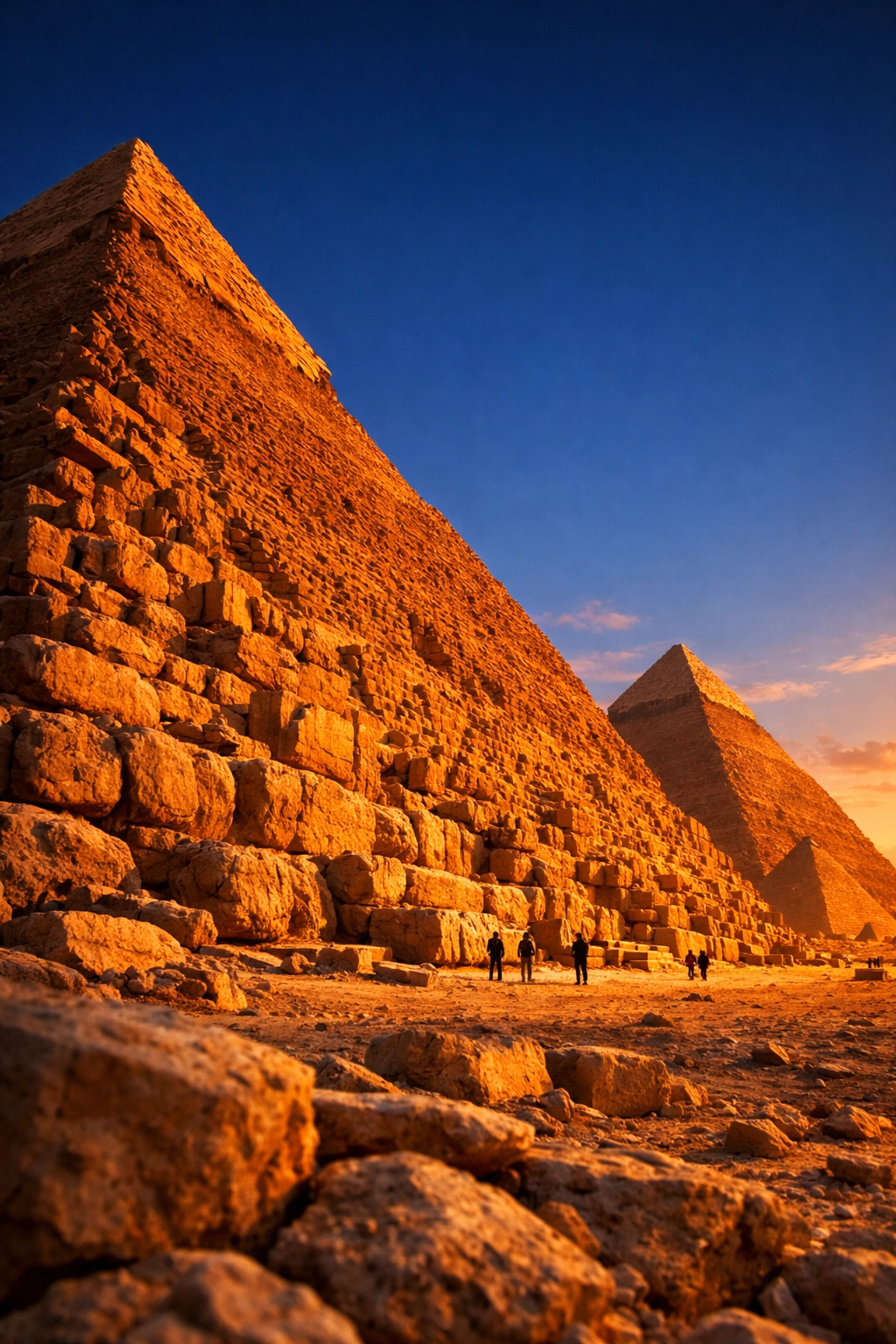 Great Pyramids of Giza at sunset showcasing Ancient Kemet African heritage