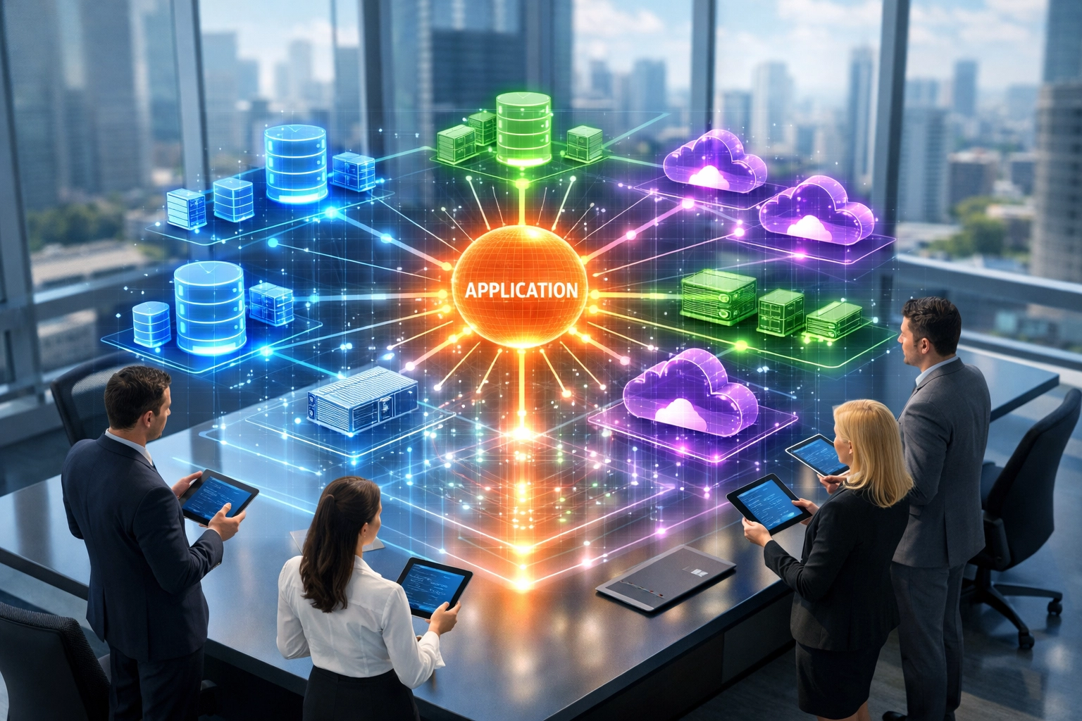 ServiceNow Service Mapping visualization showing application dependencies and infrastructure connections for ITOM