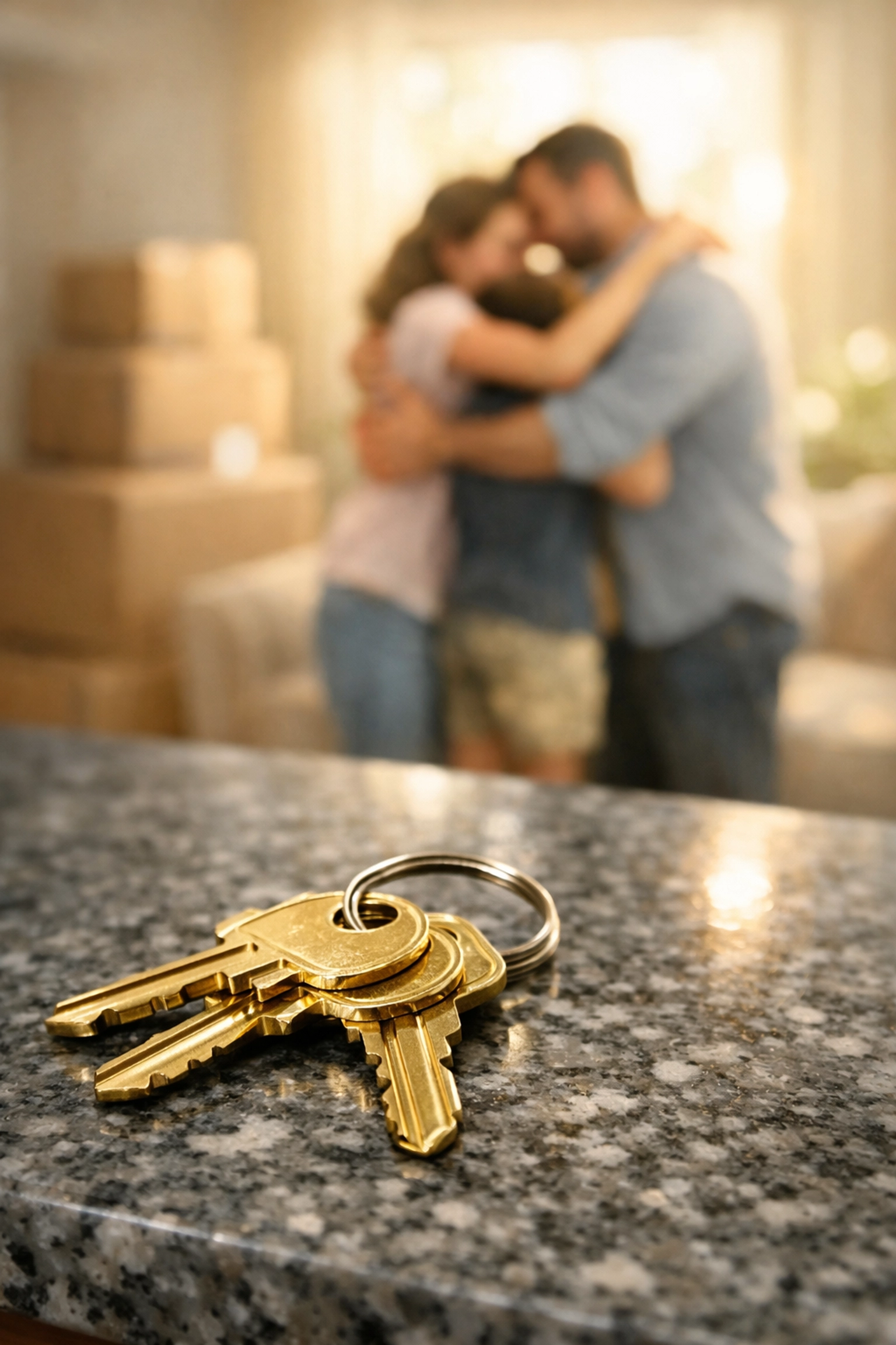 House keys on a granite counter following a guaranteed home inspection in Manchester, NH.