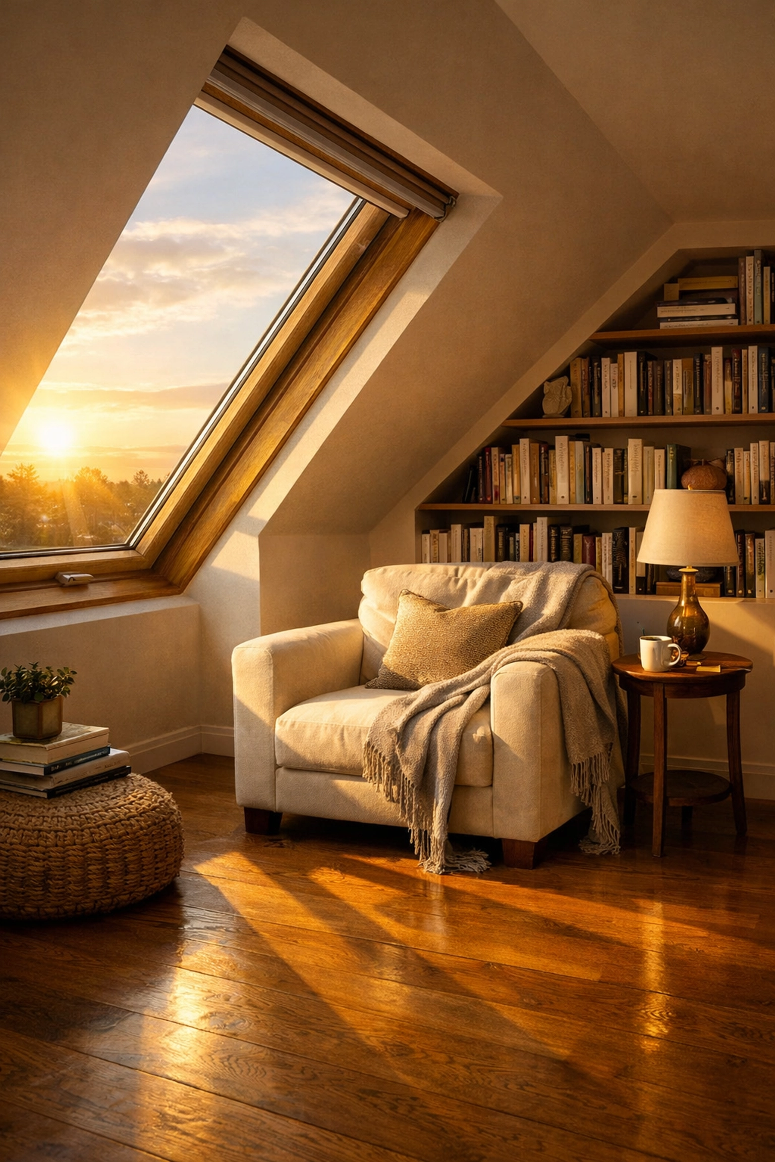 Sun-drenched loft conversion interior in Bognor Regis showing added living space and property value.