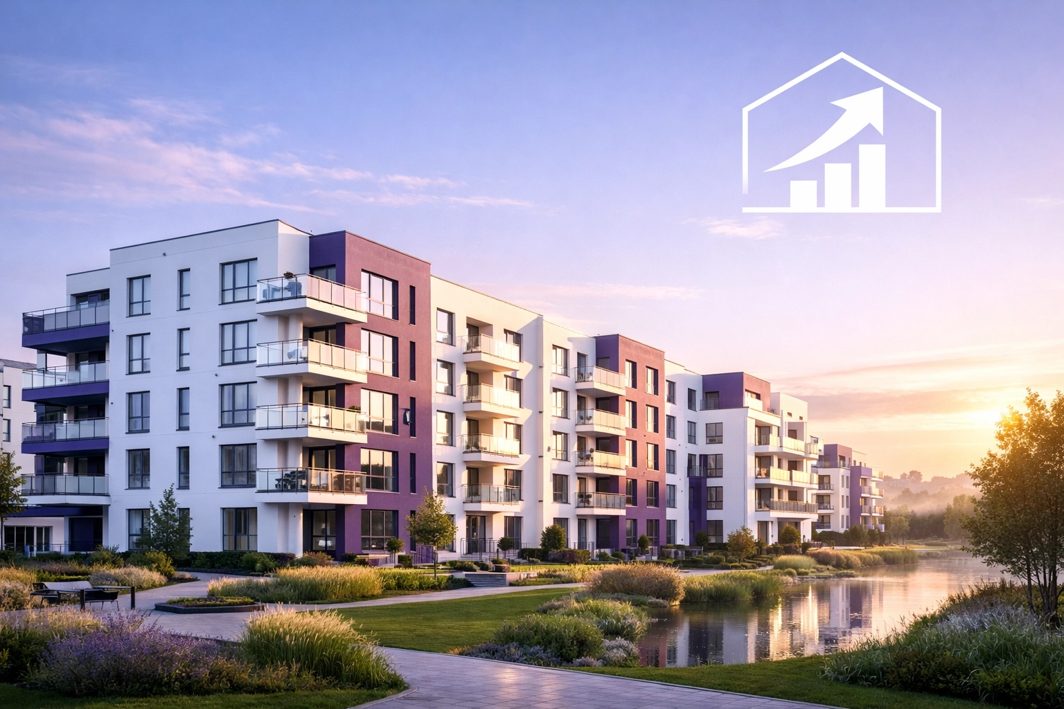 Modern residential development at dawn representing a successful future for block management.