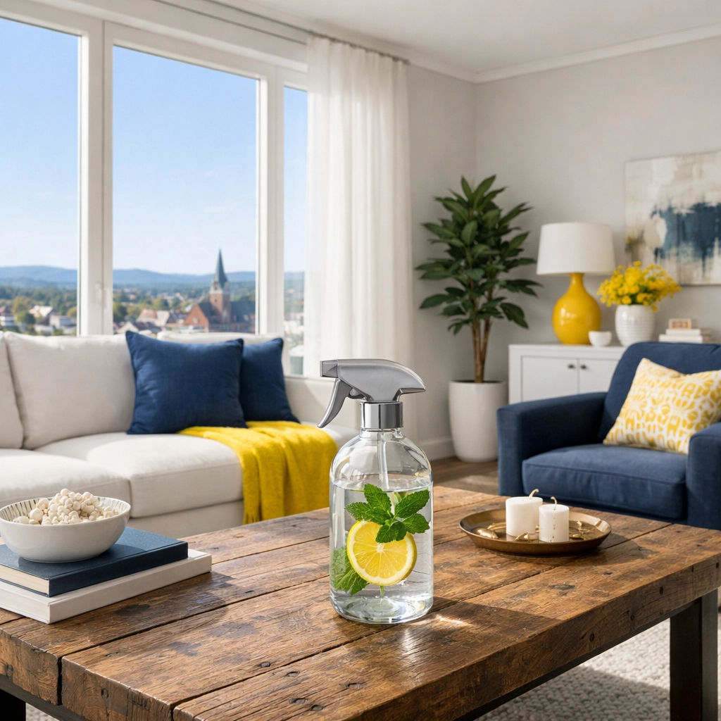 Sunlit Leominster apartment living room cleaned with non-toxic, eco-friendly house cleaning products.