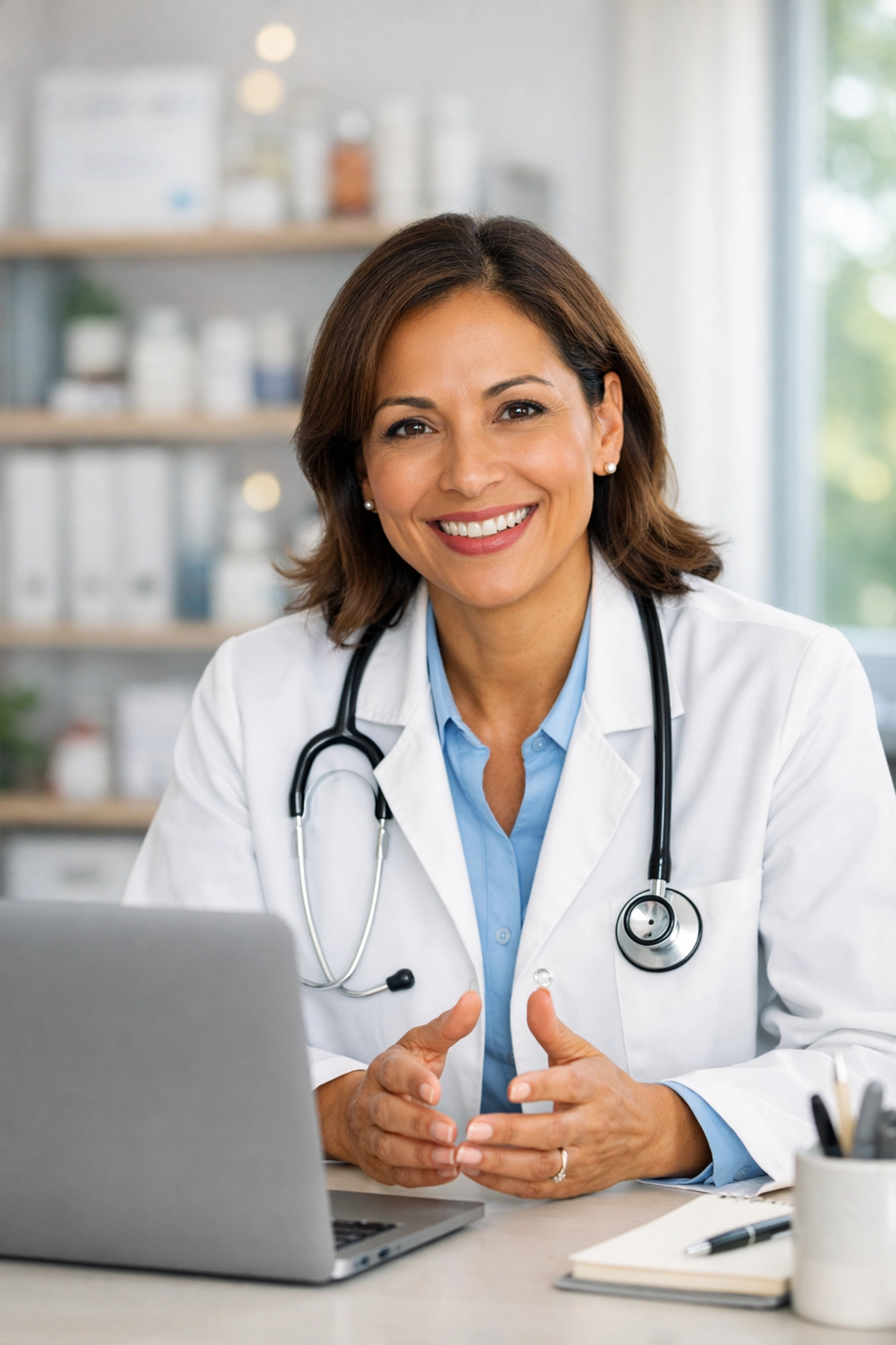 Licensed healthcare provider conducting telemedicine consultation for weight loss medication