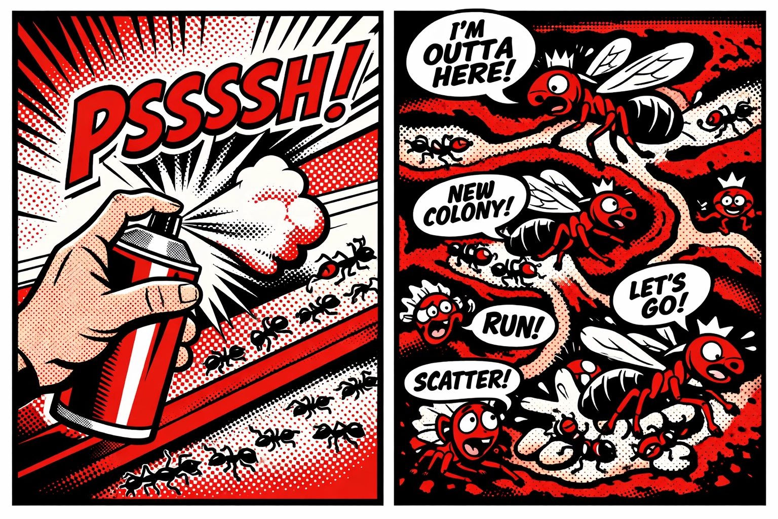 Ant colony splitting into multiple colonies after homeowner sprays pesticide