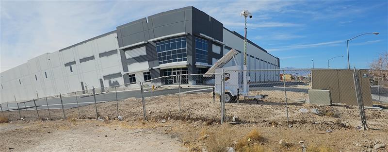 Solar-Powered Surveillance Trailer at Construction Site