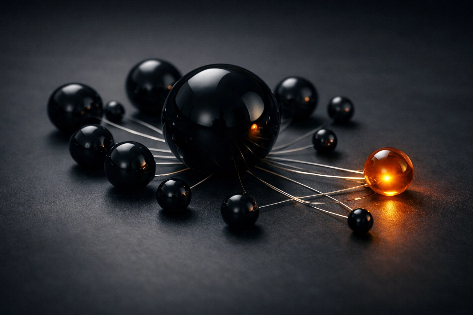 Abstract representation of a single influencer impacting a central B2B decision-making unit through interconnected nodes.