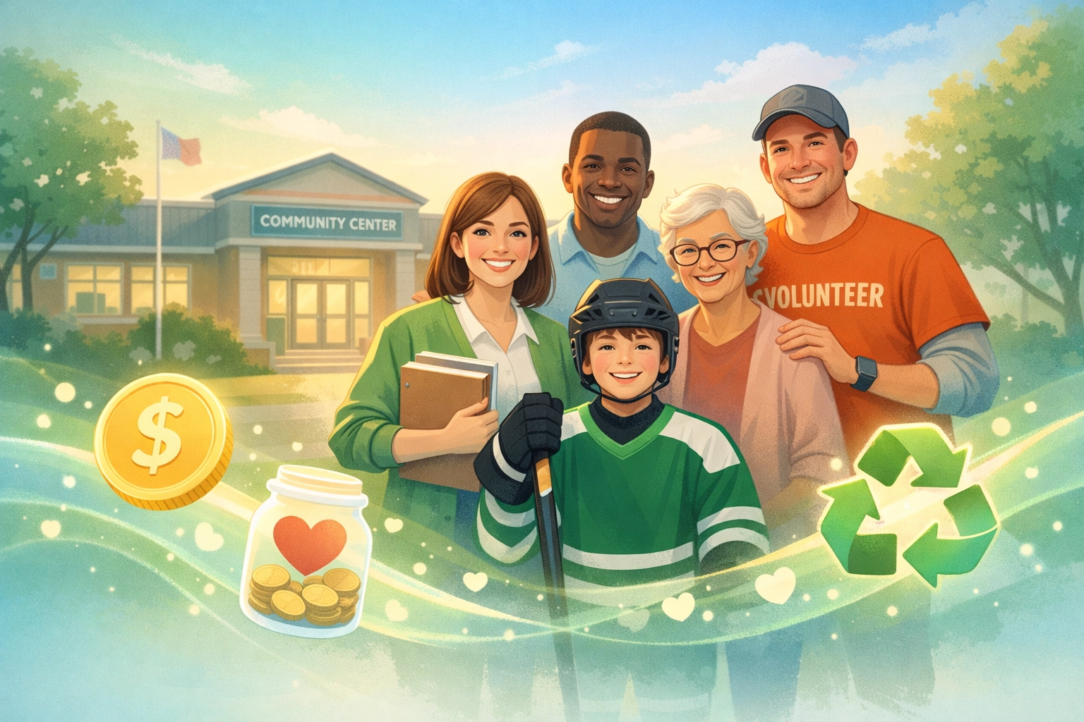 Community members supporting local fundraising through can recycling donations