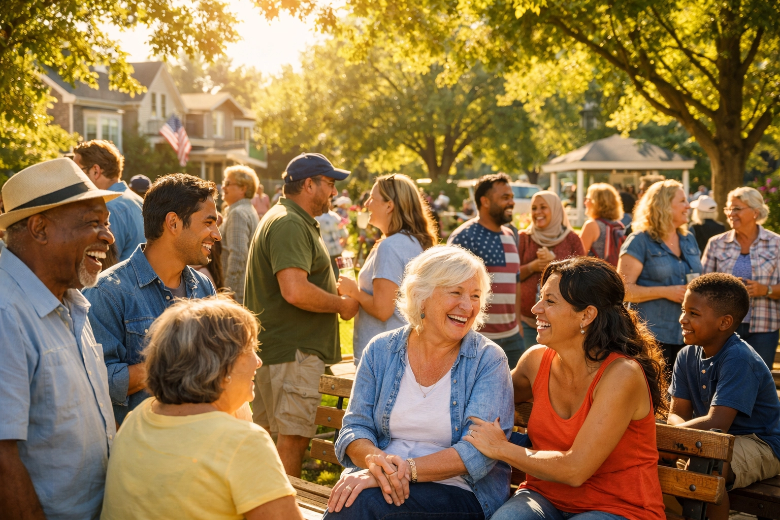 A vibrant New Jersey community gathering symbolizing the support network for local family assistance.