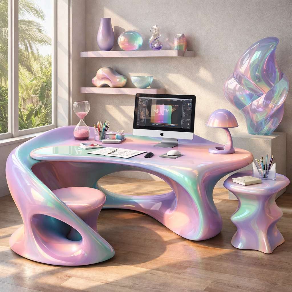 Queer design studio featuring fluid sculptural furniture that blends art and function