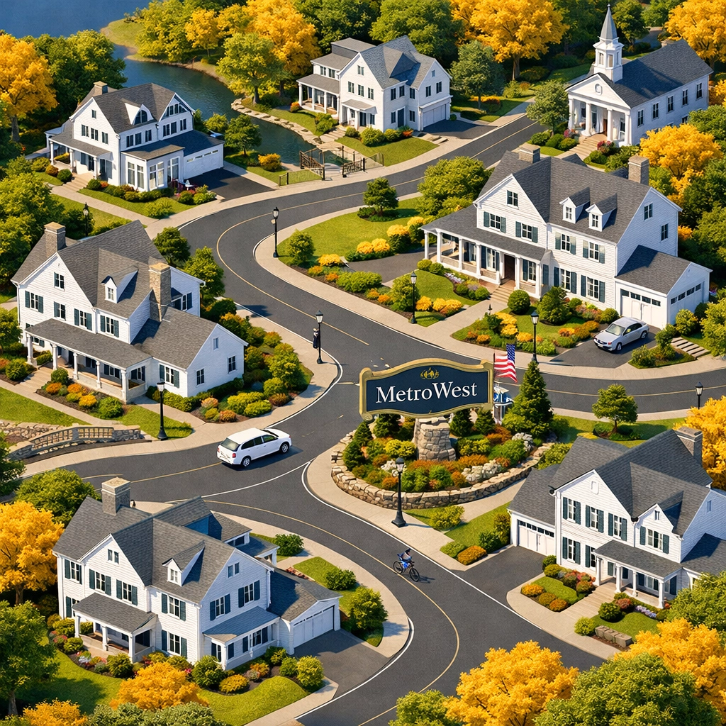 Scenic Massachusetts neighborhood representing the areas served by MetroWest Cleaning Services.