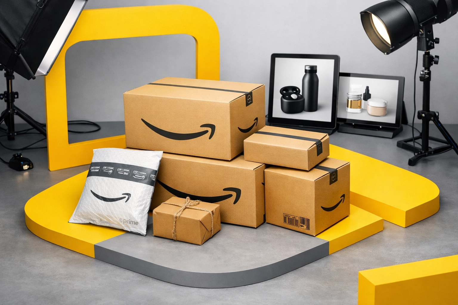 Professional product photography setup for Amazon listing optimization with lighting and imaging equipment