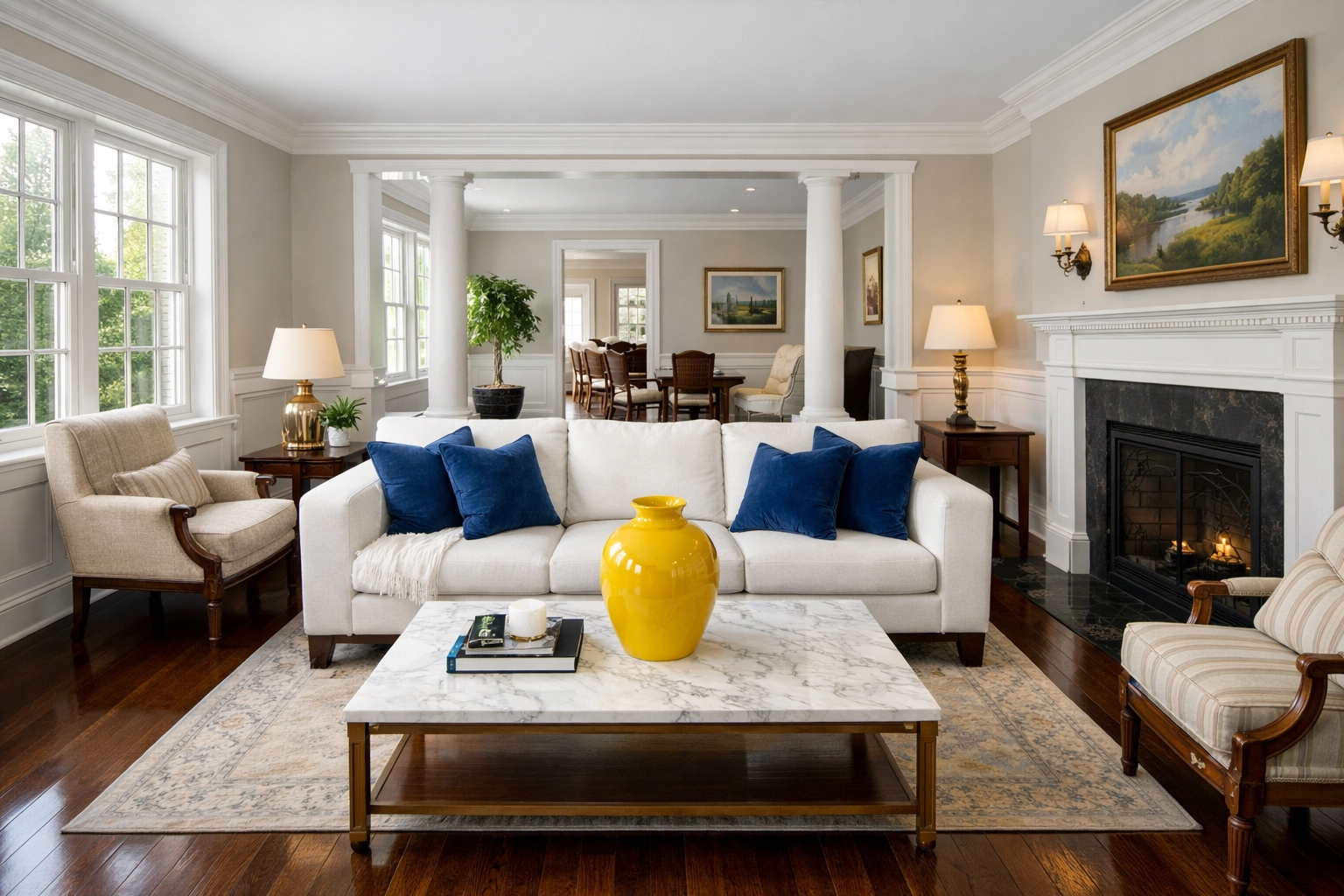 Clean living room in a Leominster MA home showing professional house cleaning results.