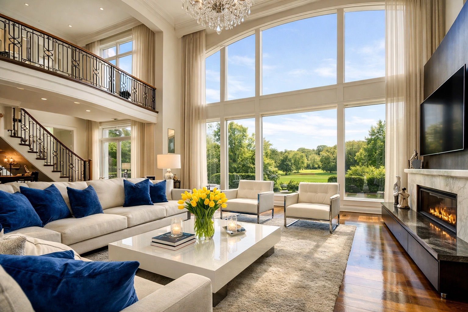 Sunlit luxury Dover living room maintained with premium residential cleaning Massachusetts ninja-level precision.