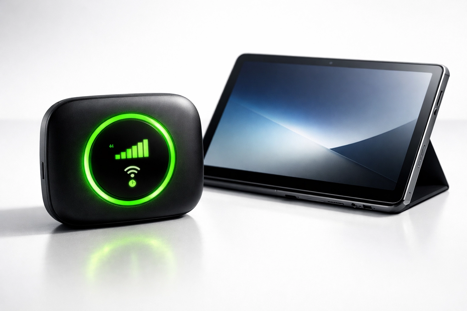 Professional mobile hotspot and tablet setup for reliable photo booth internet and instant social sharing.