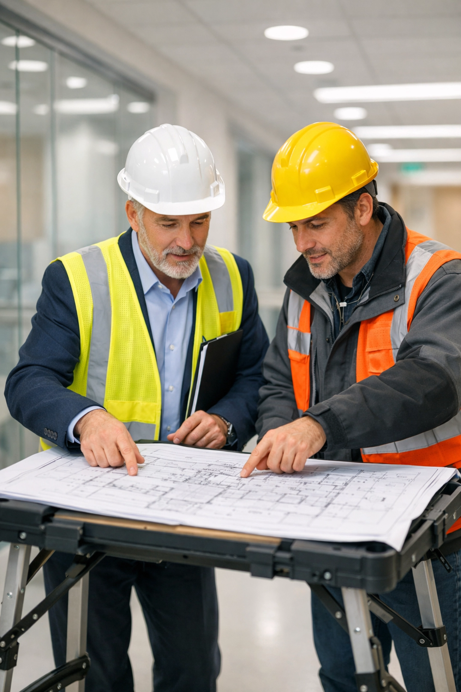Site superintendent services ensuring quality control and code compliance in a hospital corridor.