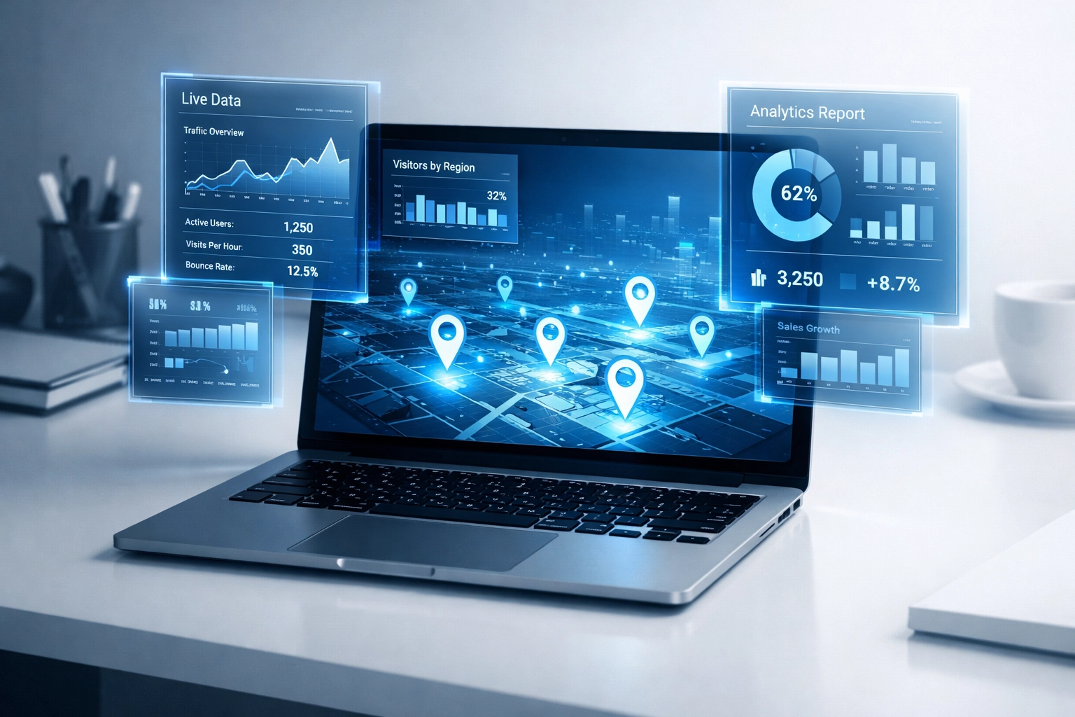Real-time operations dashboard displaying multi-location business data and performance metrics