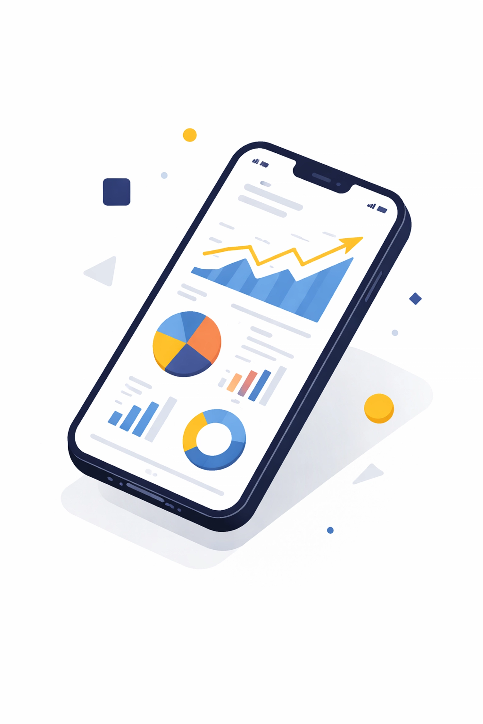 Minimalist image of a smartphone displaying financial charts, representing real-time access to business financial data online.