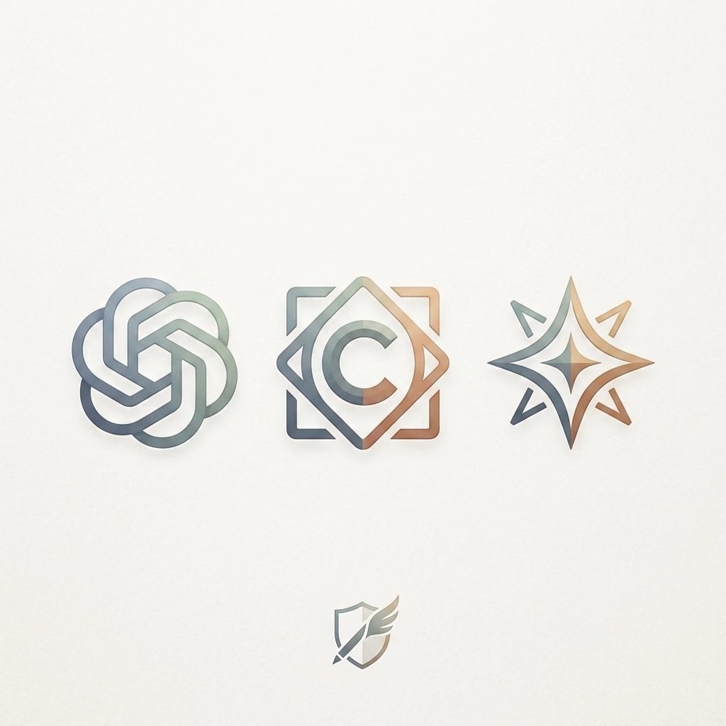 Comparison of ChatGPT, Claude, and Gemini icons