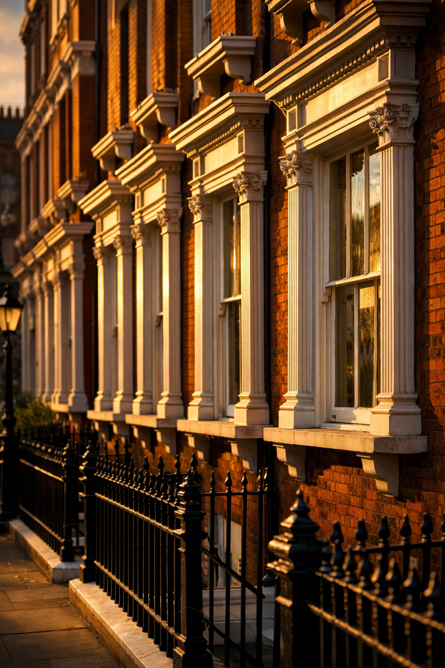 Restored Victorian sash windows on Grade II listed building in Kensington, London