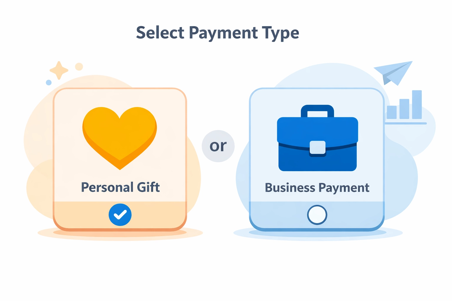 Icons representing personal gifts versus business transactions to ensure correct tax planning.