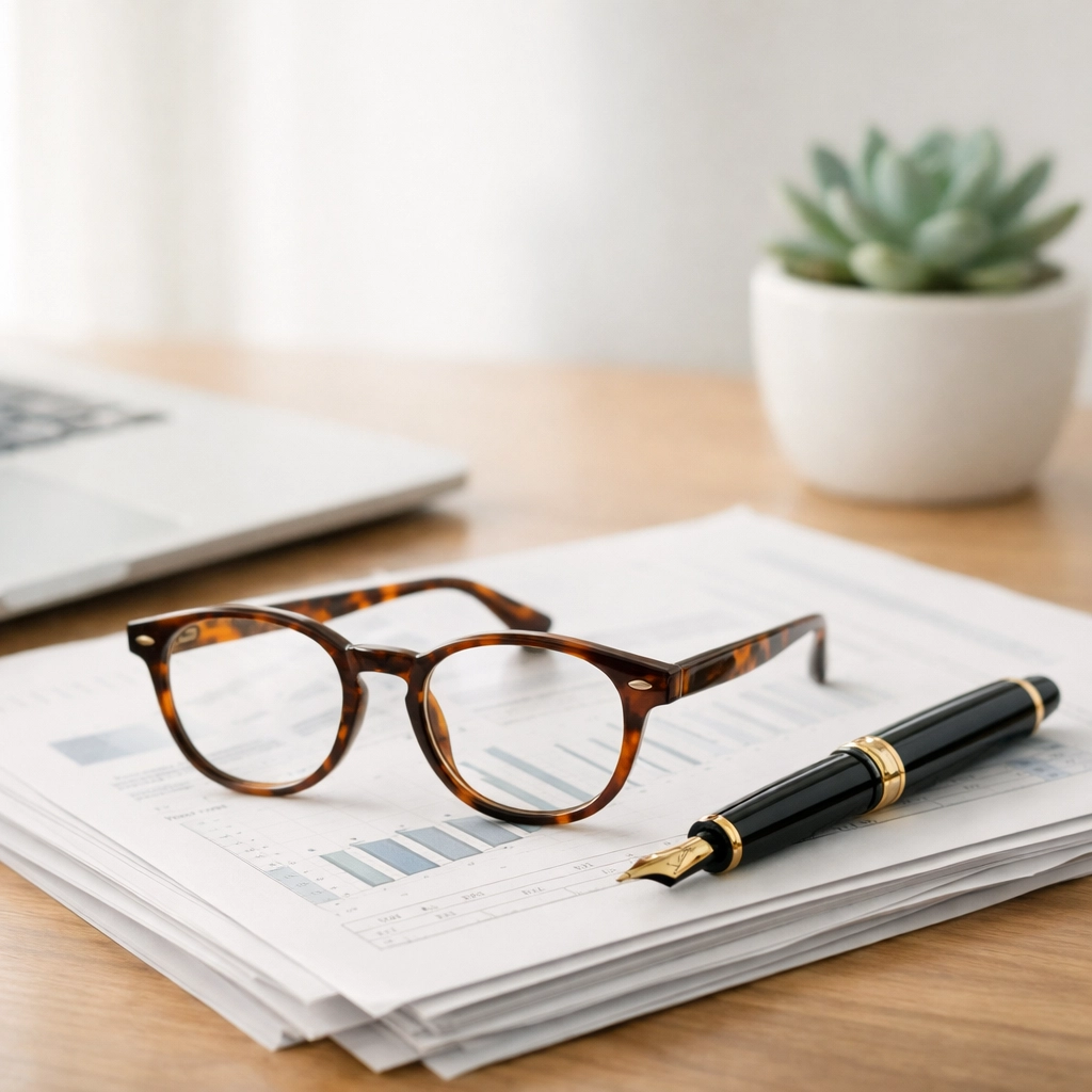 Professional workspace with organized financial documents representing expert tax preparation services.