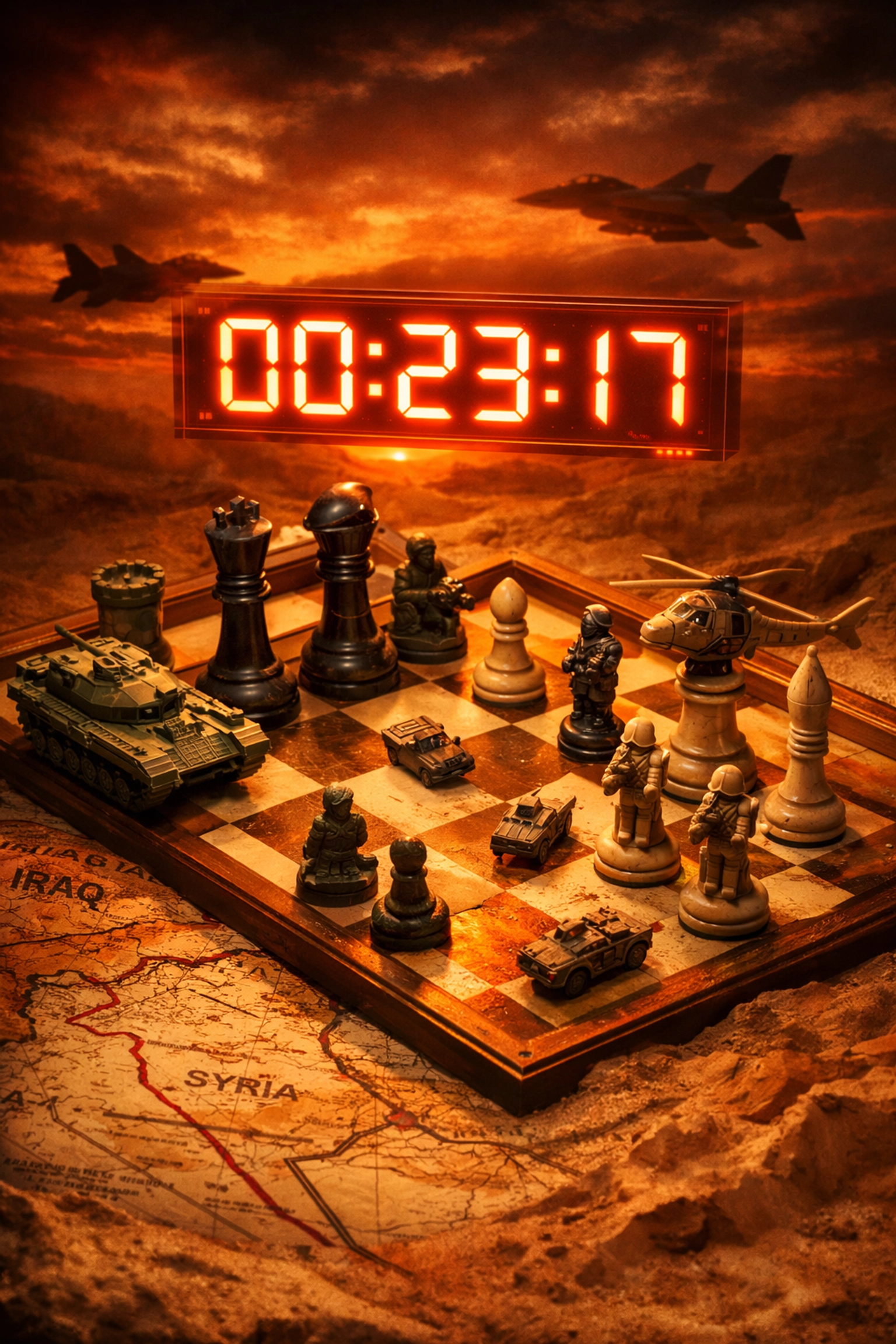 Strategic military planning map illustrating Iran nuclear deadline and escalating Middle East tensions