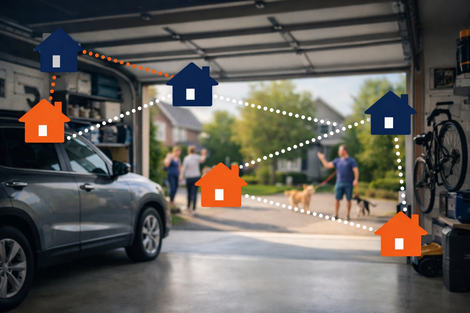 A clutter-free Burlington garage showing the benefits of peer-to-peer rentals.