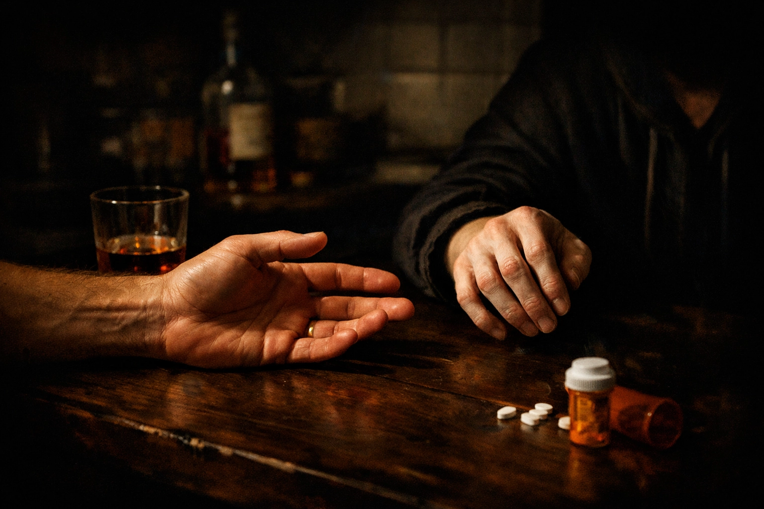 A man's trembling hand pulling away from a partner, showing the loss of connection in realistic gay fiction.