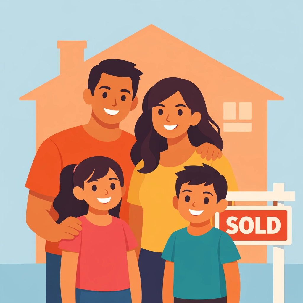 Familia latina comprando su primera casa en Estados Unidos