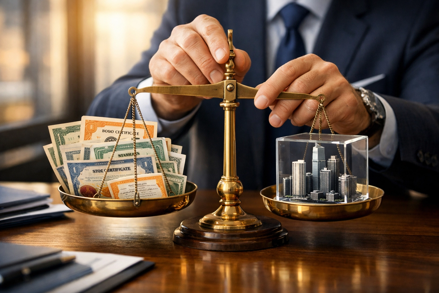 Balanced investment allocation between stocks and real estate for accredited investors