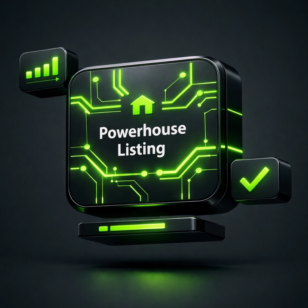 Digital representation of a premium Houston towing directory listing with optimized search visibility.