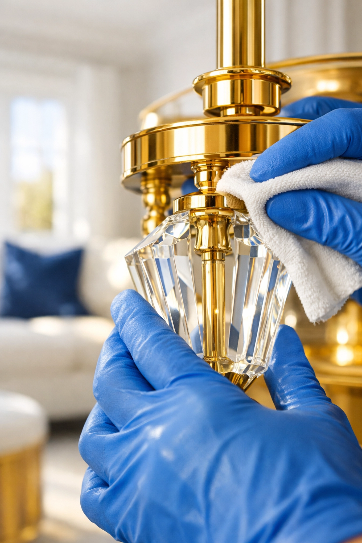 Detailed eco-friendly house cleaning in Framingham MA focusing on luxury home fixtures.