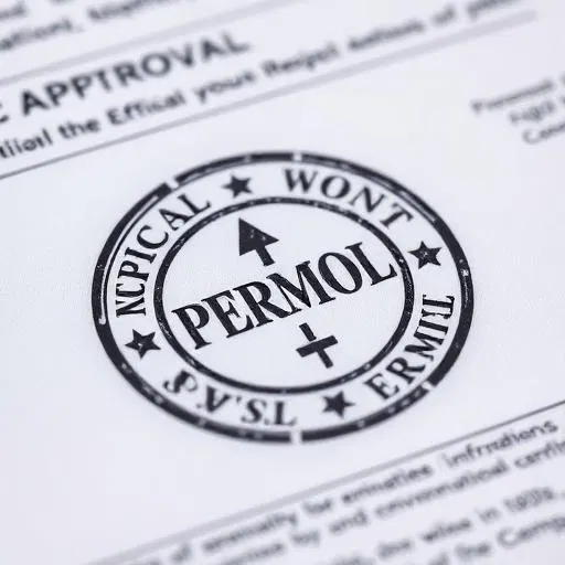 A permit approval stamp on an official document, representing the crucial regulatory approval process in site engineering.