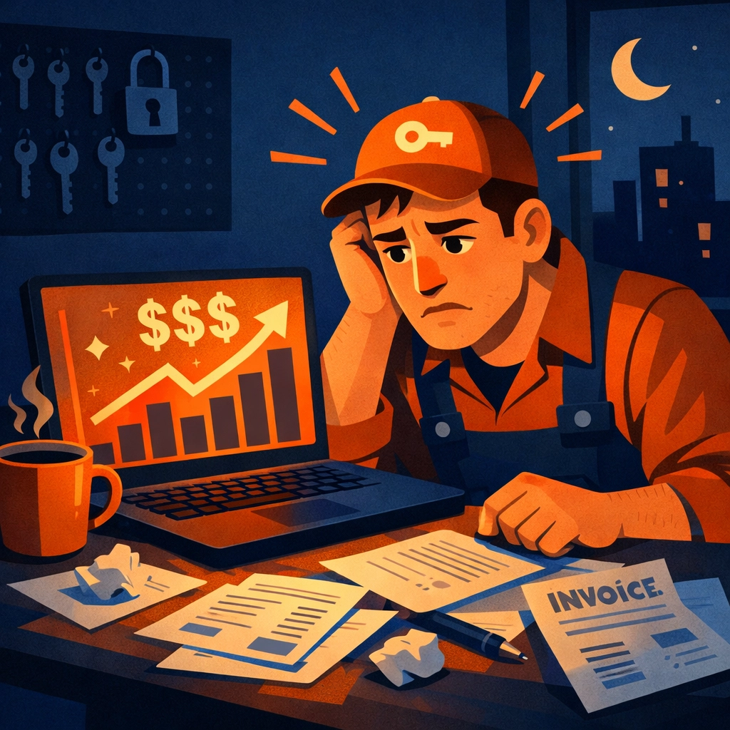 Locksmith business owner frustrated by rising Housecall Pro software costs and invoices