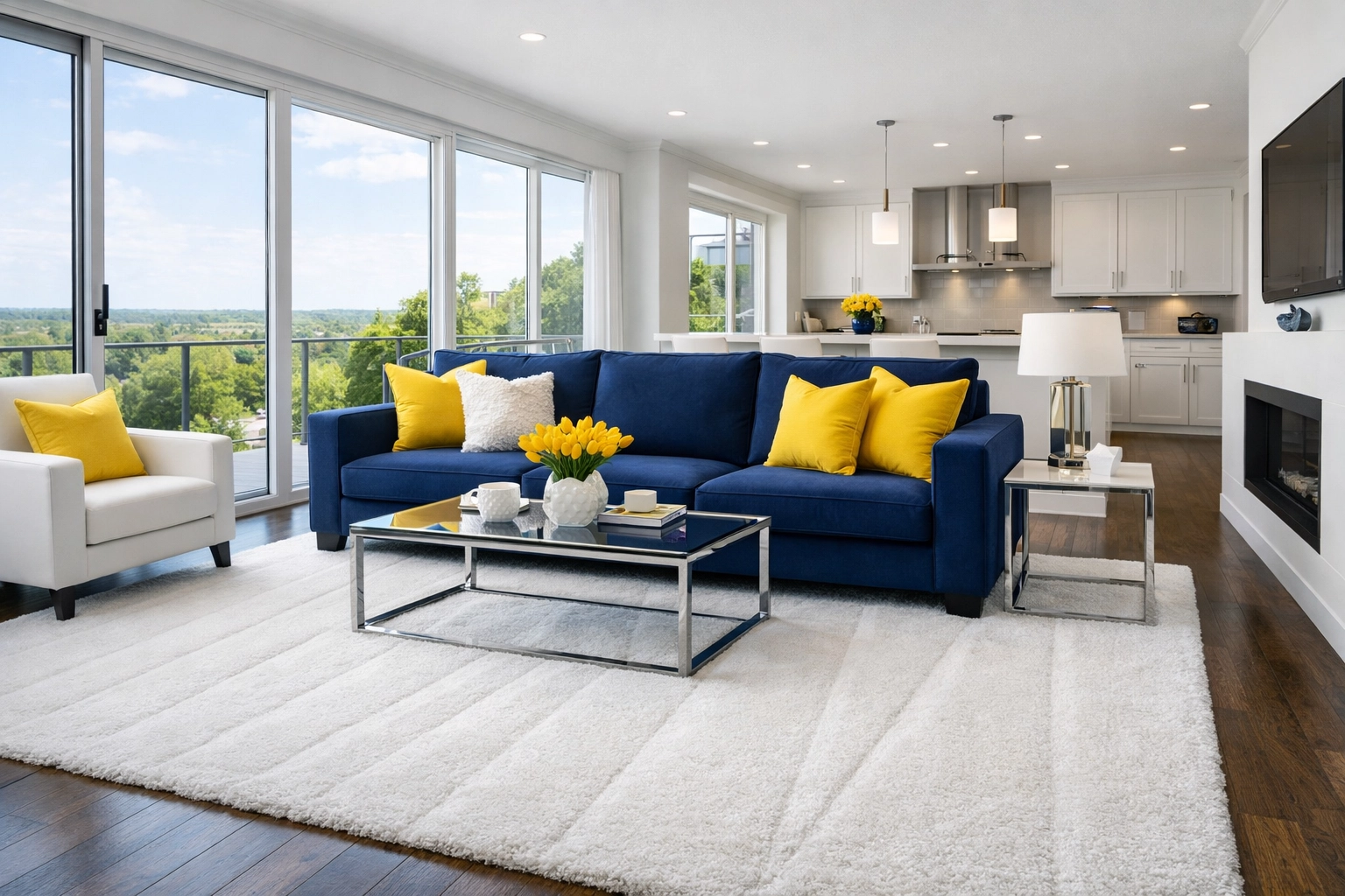 Clean and modern living room after professional house cleaning in Fitchburg MA with a fresh, tidy look.