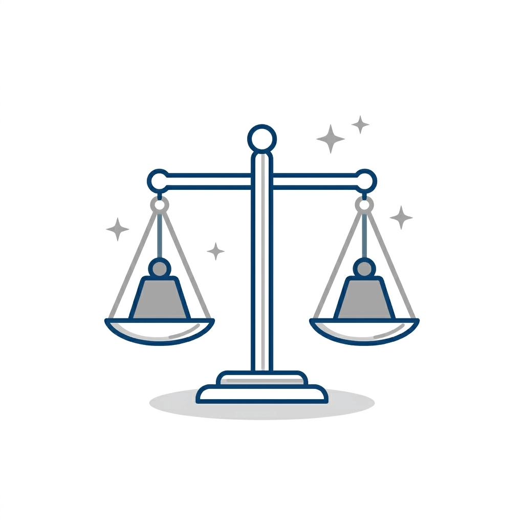 A minimalist vector illustration of a scale, representing workload parity and fairness.