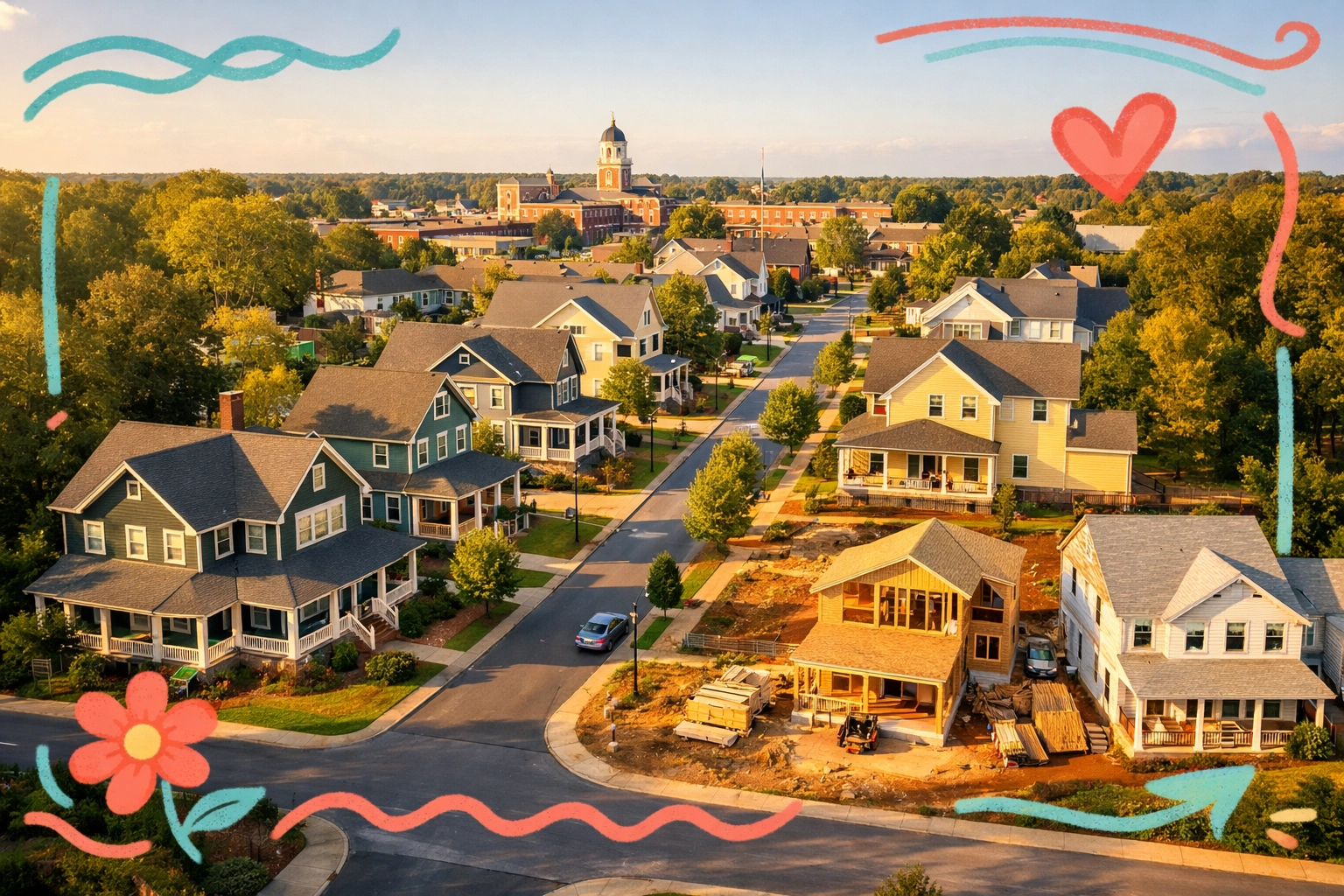 New craftsman-style homes in a Marietta neighborhood development boosting local property values