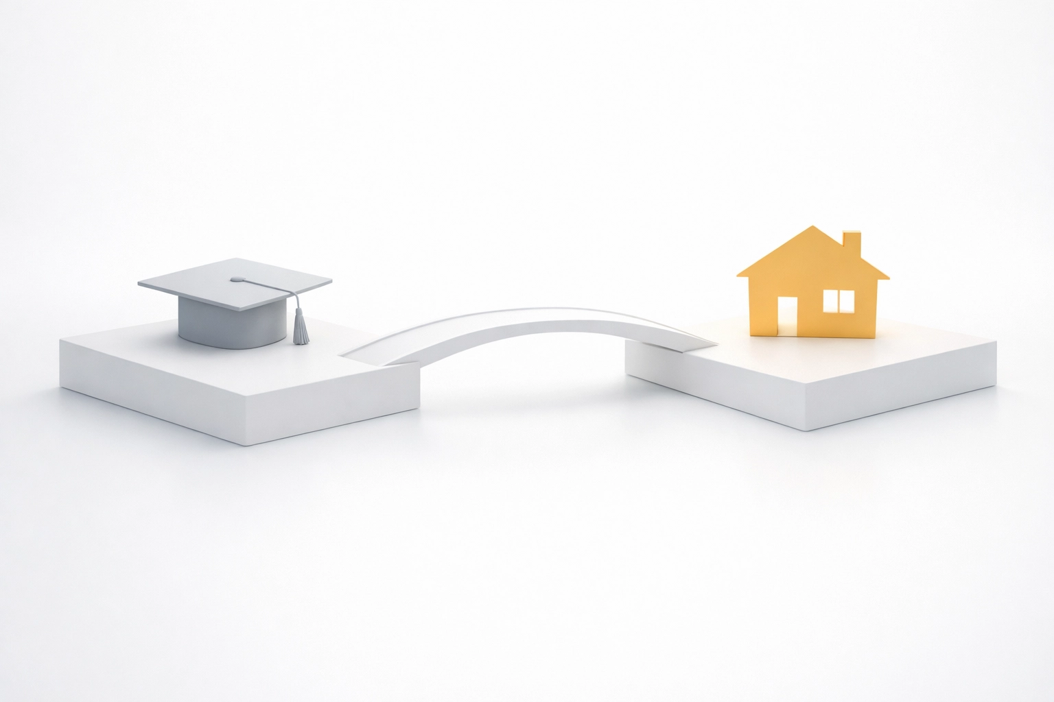 Bridge connecting education to a real estate career, illustrating the need for new agent training in Houston.