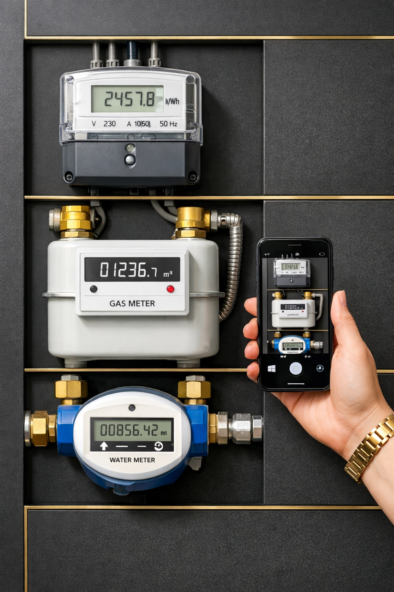 Photographing utility meter readings during property inspection