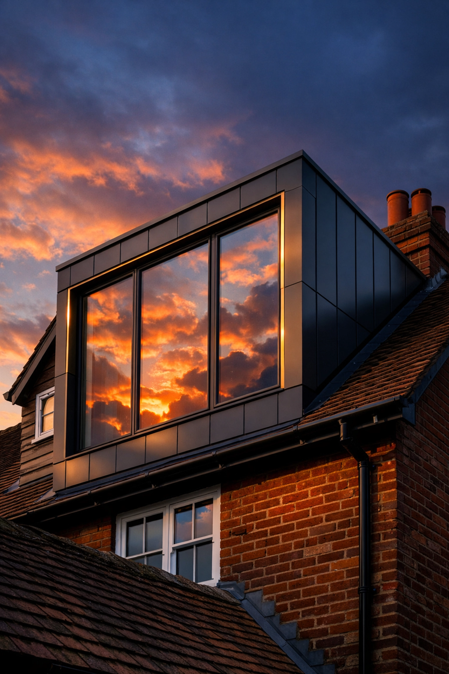 Architectural exterior of a modern dormer loft conversion on a traditional Bognor Regis home.