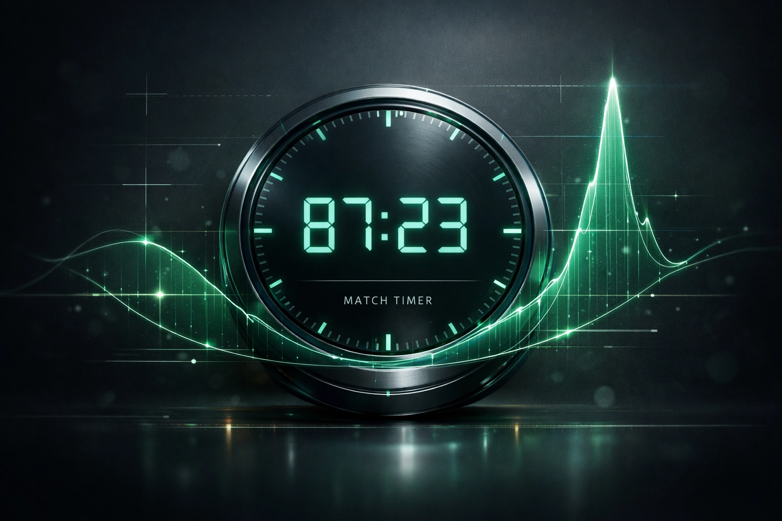 Added time; digital match timer and probability curve for predicting goals during stoppage time.