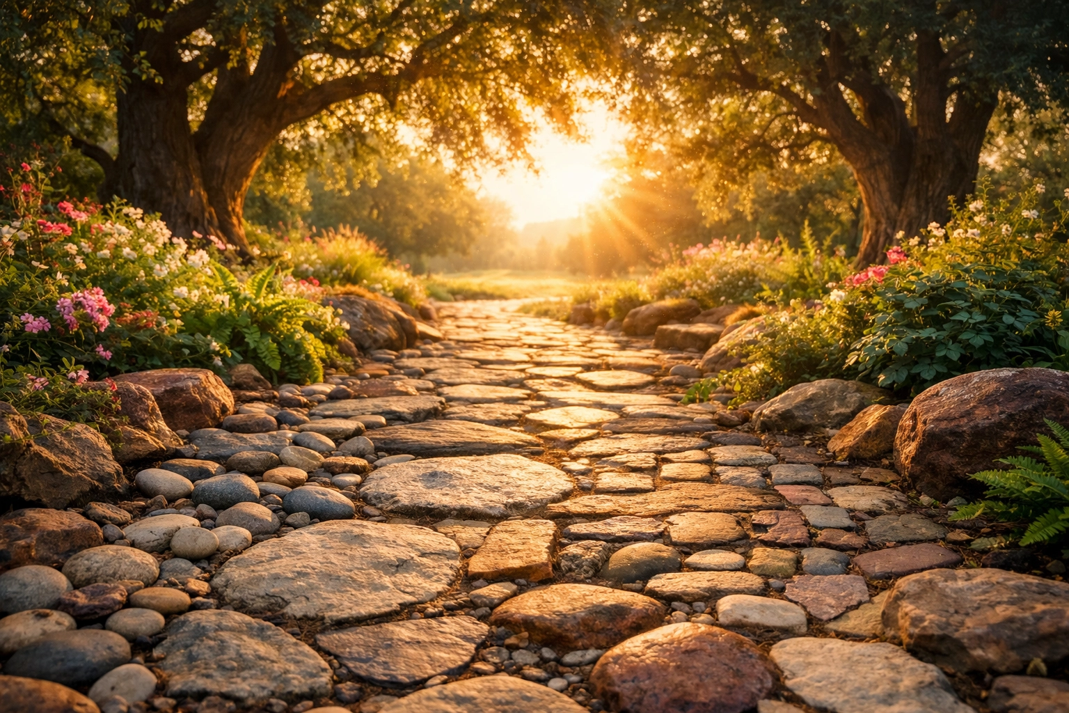 A peaceful garden path representing a journey to affordable mental health care without barriers.