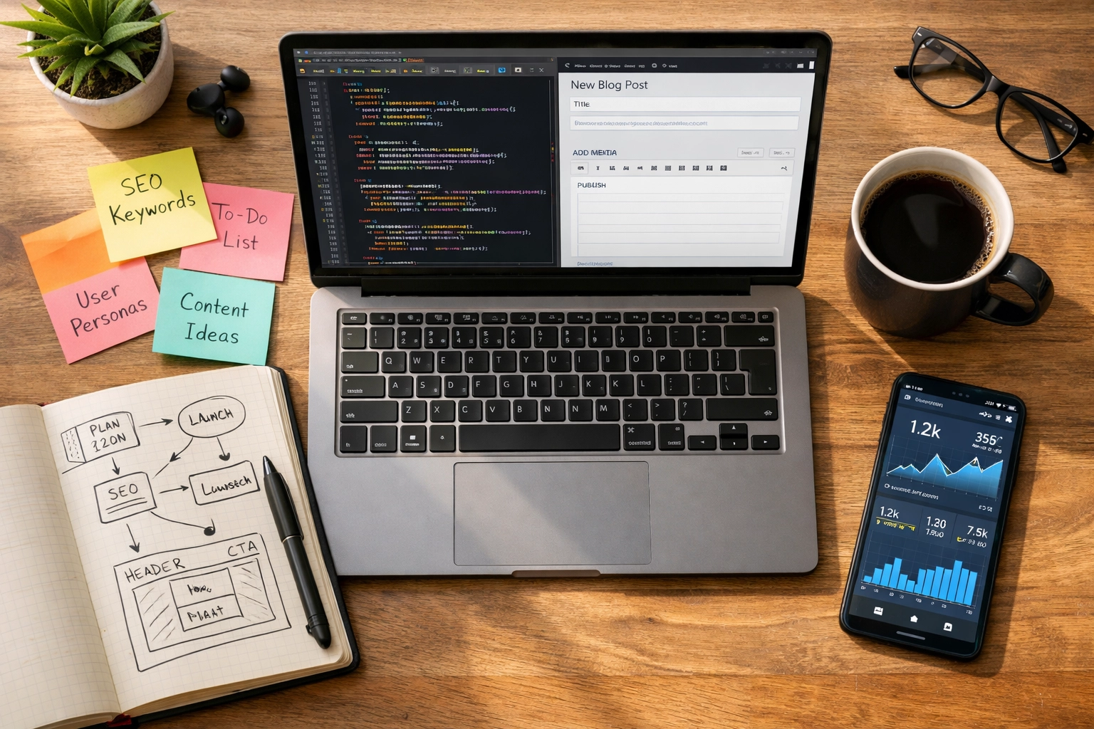 Espace de travail stratégie SEO programmatique : planification de mots-clés et monitoring analytics