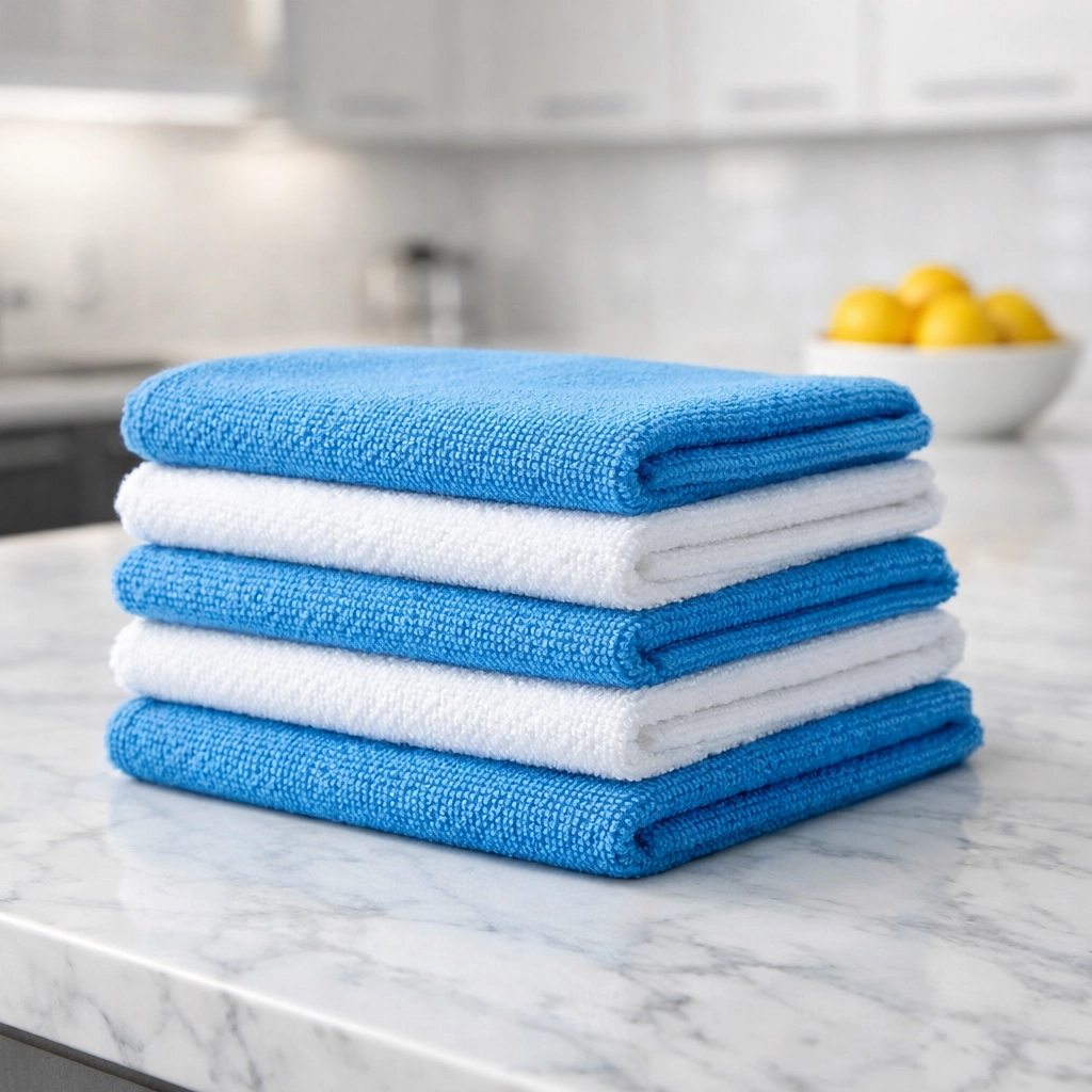 Microfiber cleaning cloths used by a reliable house cleaning service Lexington for kitchens.